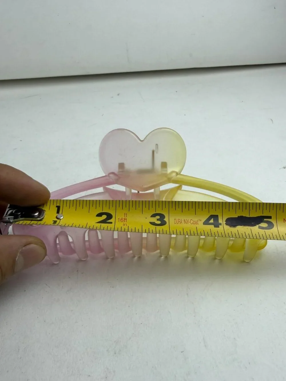 Matte Ombre Pink & Yellow Heart Claw Clip Large Hair Jaw Clip 5